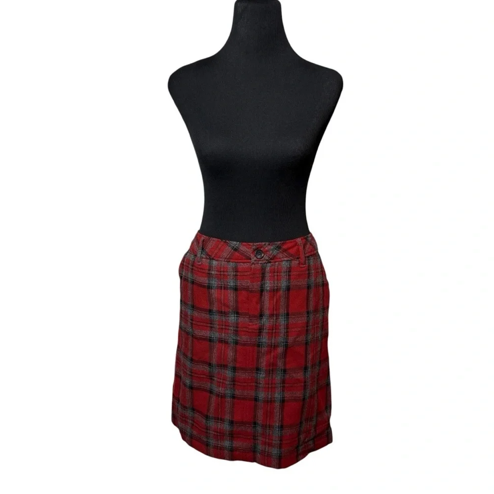 Eddie Bauer A Line Skirt Red Tartan Plaid Wool Fully Lined Women's 8P Christmas